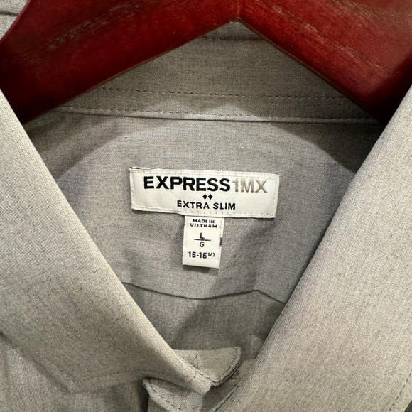 Men’s formal extra slim button down shirt - gray - size L - 16-16.5” neck - Picture 2 of 3